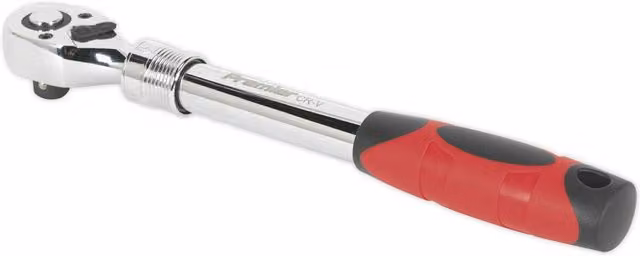 Loops Extendable Flip Reverse Ratchet Wrench with 1/2 Inch Square Drive and Pear-Head Design in Silver and Multicolour Chrome Vanadium Steel