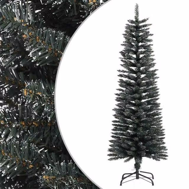 Berkfield Home Artificial Slim Christmas Tree in Green with Stand, Height: 120 cm – 1