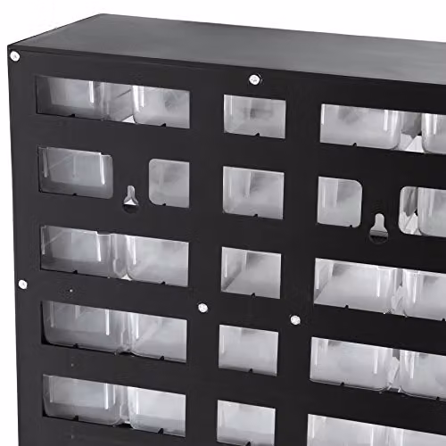 tectake Set of 2 Screw Organiser Boxes with 41 Transparent Drawers, Black, W/D/H: 30 x 13.5 x 45 cm – 5