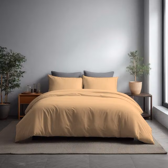 Home Sweet Home UK Super King Microfibre Duvet Cover and Pillowcase Set in Beige