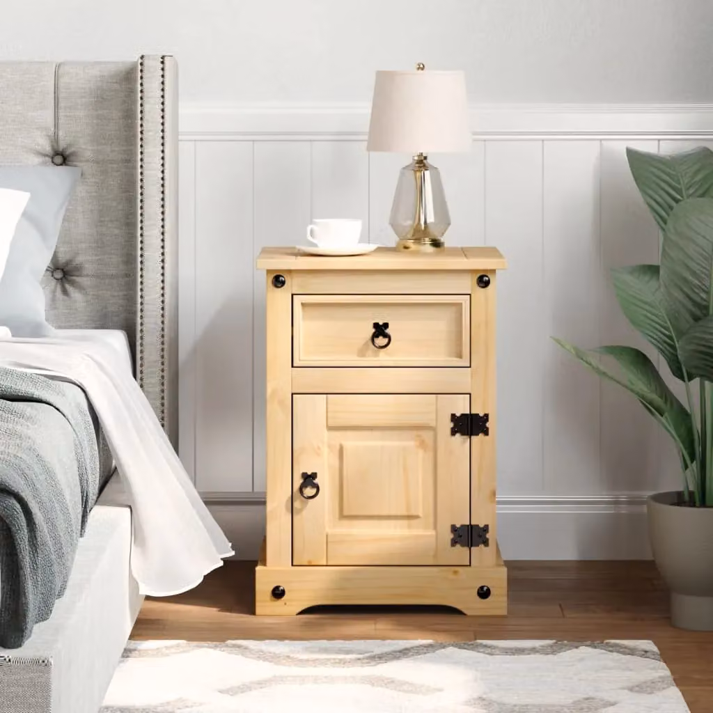 Berkfield Home Corona Bedside Cabinet in Brown Solid Pine Wood W/D/H: 45 x 35 x 64 cm – 2