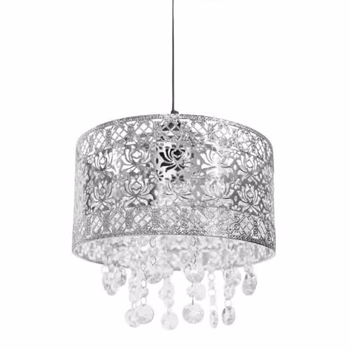 ValueLights Silver Moroccan Style Cylinder Drum Light Shade, Width: 22 cm – 1