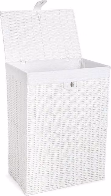 FLAVORA White Wicker Lidded Laundry Hamper – 1