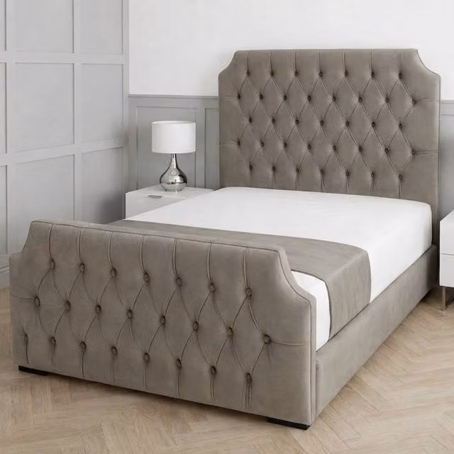Living Comfort Bedz Westminster Upholstered Gas Lift Storage Bed in Light Grey, Size: 180 x 200 cm