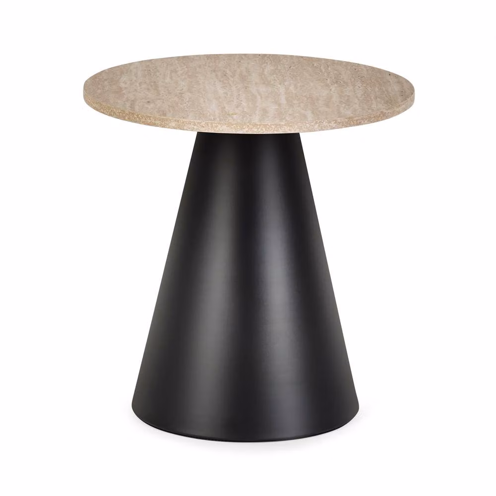 Cheshire Torrance Modern Nested Table Set in Travertine Effect and Black – 3
