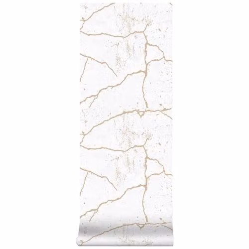 Superfresco Easy Gold Kintsugi Abstract Wallpaper in Gold and White, Paste the Wall, Dry Strippable