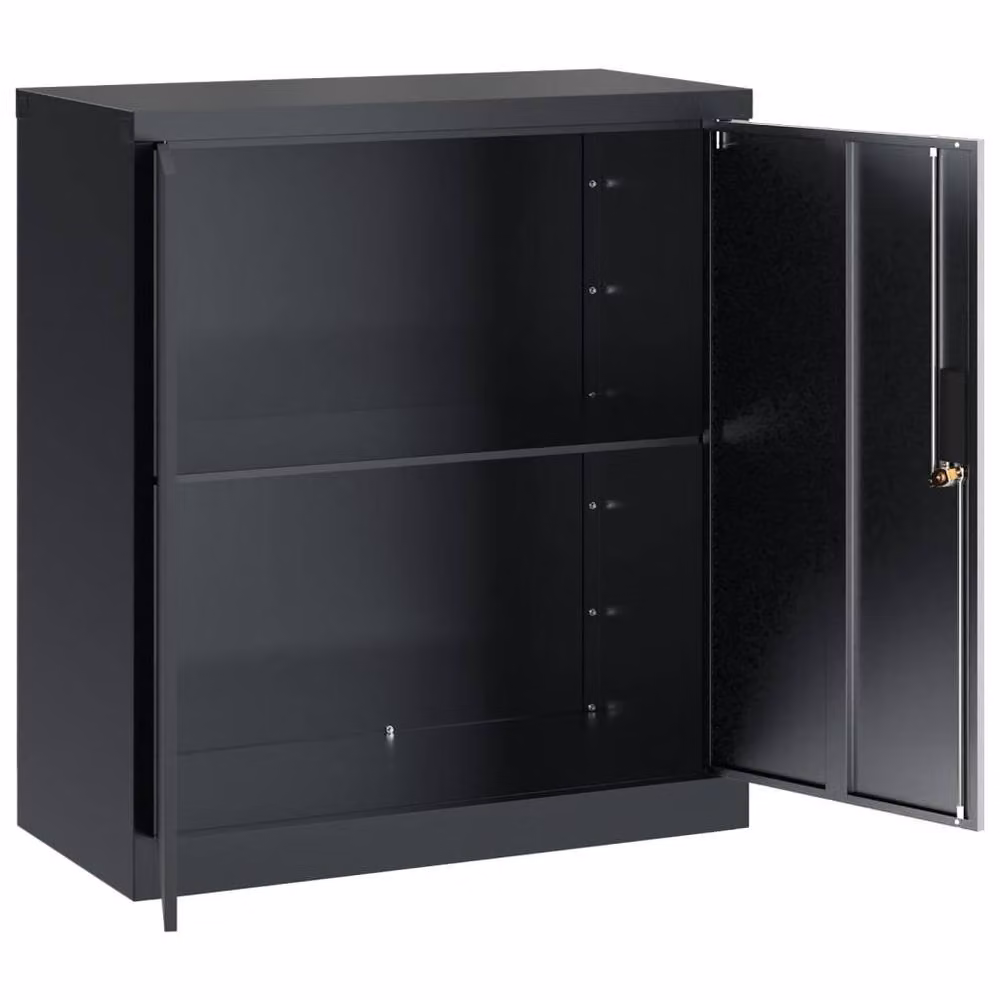 Berkfield Home Anthracite Steel File Cabinet with Hinged Doors and Lock, W/D/H: 79 x 40 x 90 cm – 3