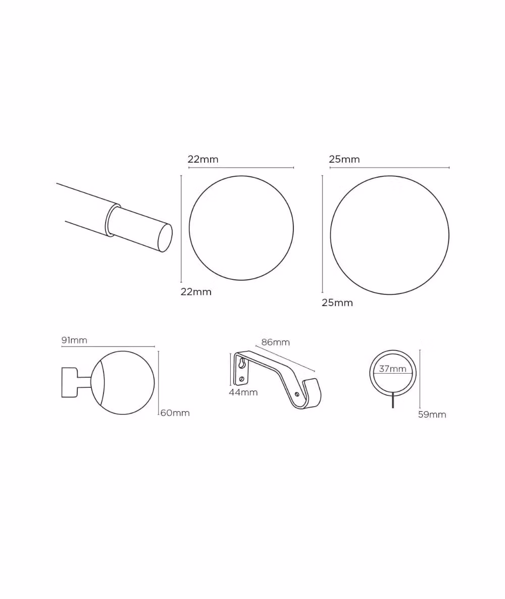 New Edge Blinds Finesse Extendable Metal Curtain Pole in Grey, 120 cm