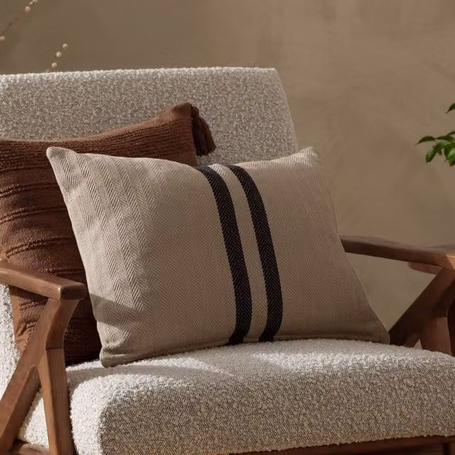 Yard Benton Striped Rectangular 100% Cotton Cushion in Beige – 1