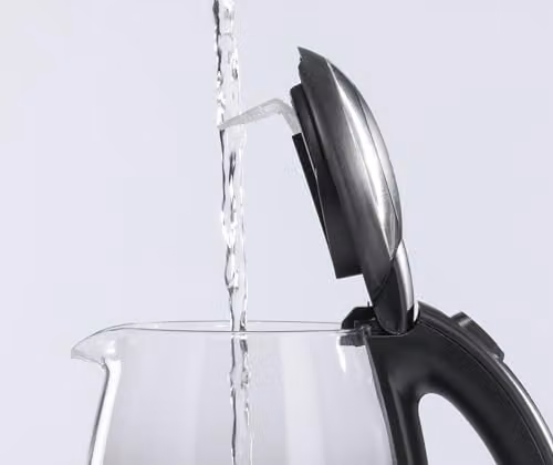 Daewoo 1.7L Glass and Stainless Steel Electric Kettle with LED Light, 2200W Fast Boil and Auto Shut-Off in Transparent Blue – 3