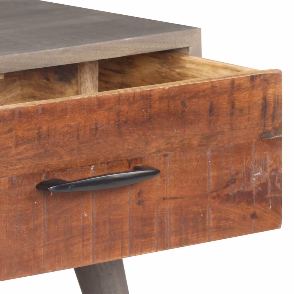 Berkfield Home Beautiful Grey Rustic Mango Wood Coffee Table W/D/H: 100 x 60 x 40 cm – 3