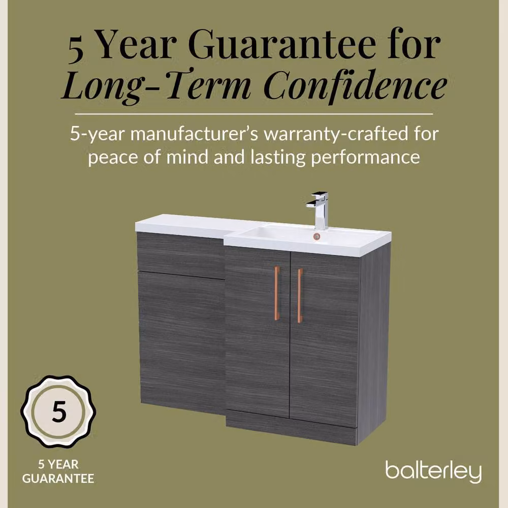 Balterley Modern Right-Hand Vanity and WC Unit Combination in Matt Anthracite Grey Woodgrain – 4
