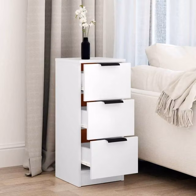 Berkfield Home Modern White Sideboard in MDF, W/D/H: 30 x 30 x 70 cm