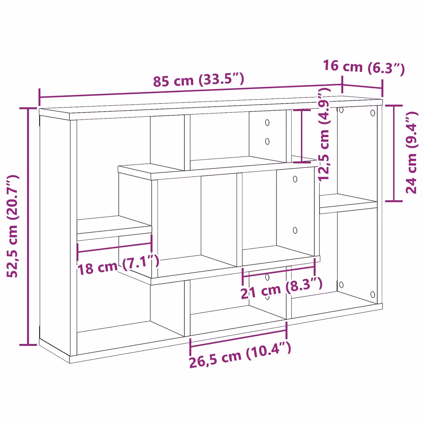 Berkfield Home Wall Mounted Shelf in Black Oak, W: 85 cm, D: 16 cm, H: 52.5 cm – 5