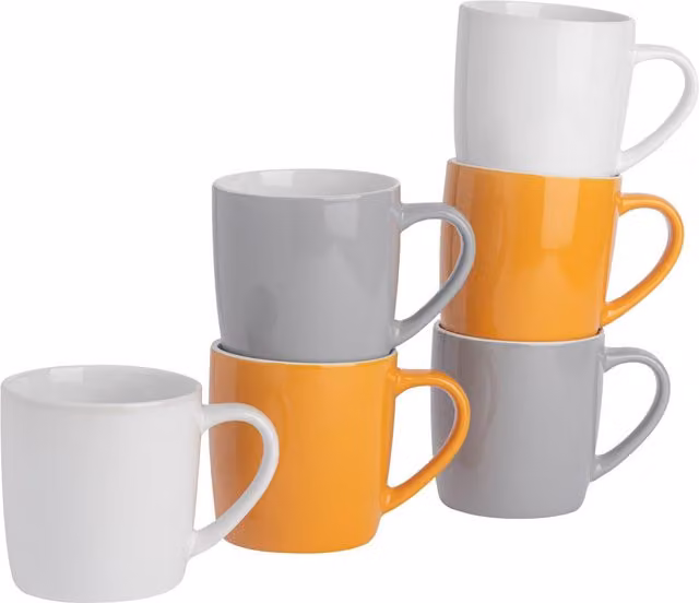 Argon Tableware Set of 6 Multicolour Stoneware Coffee Mugs, 350ml
