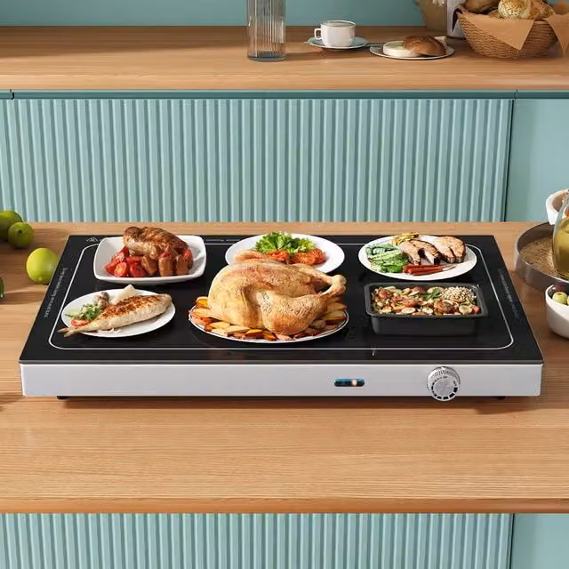 Costway 300W Electric Warming Tray with Adjustable Temperature and Handle, Black – 1