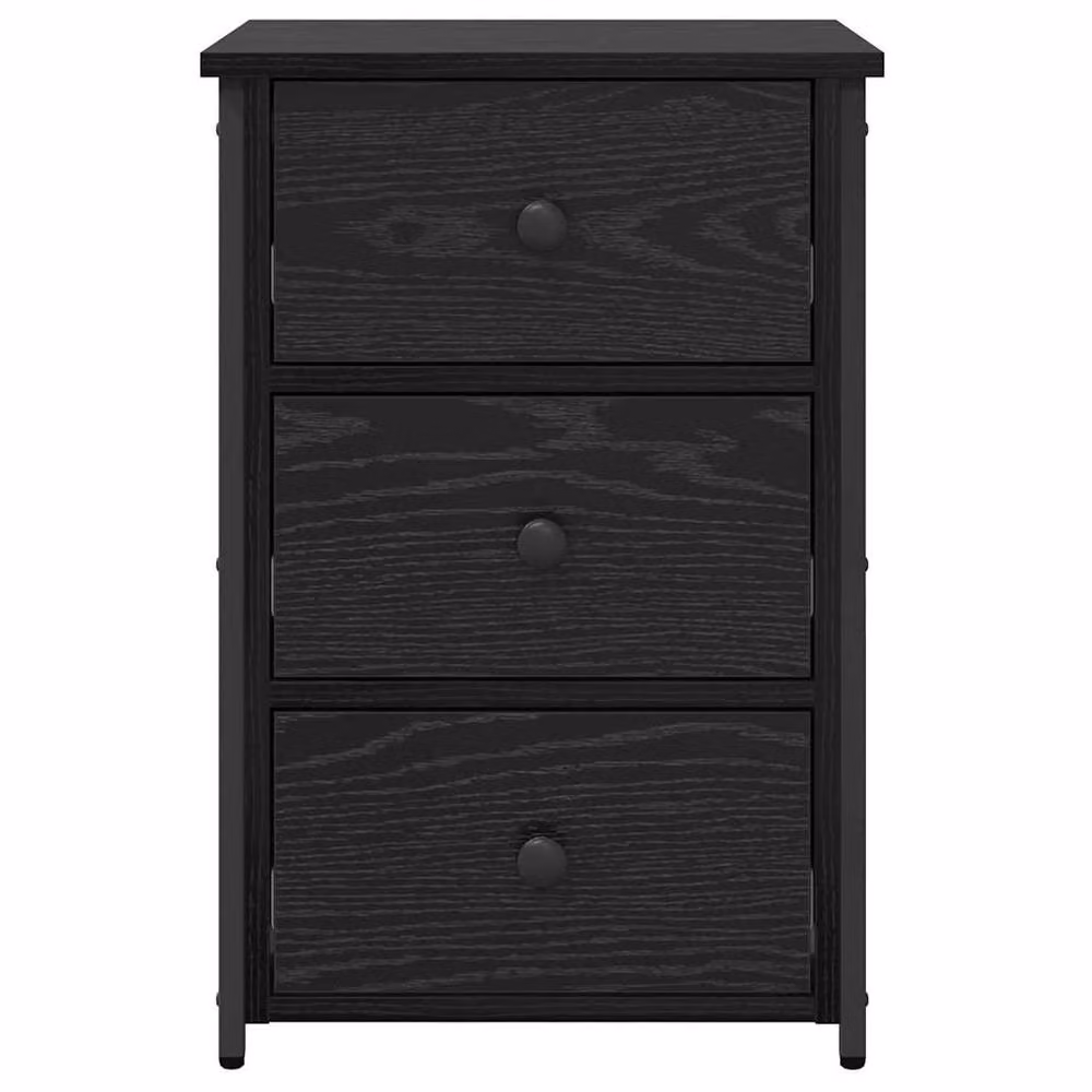 Berkfield Home Black Oak Nightstand in Black MDF and Metal – 4