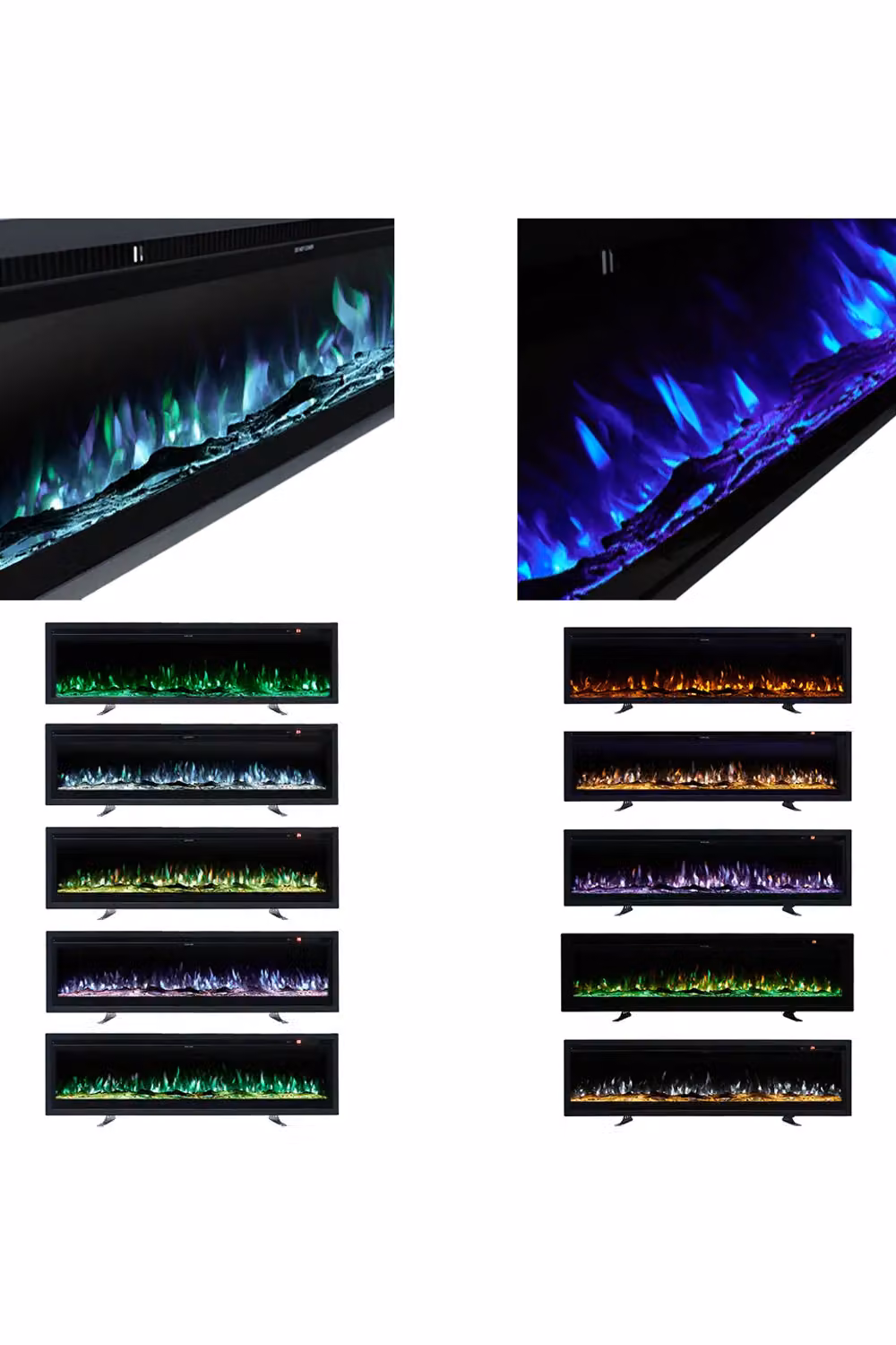 Living and Home 70 Inch Electric Fireplace with Remote, 12 Flame Colours and 1800W, Black – 6
