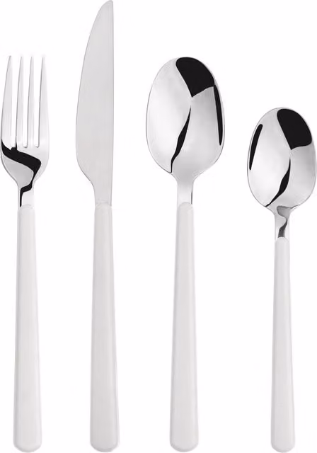 Glim & Glam 16-Piece Stainless Steel Cutlery Set with Matte White ABS Handles – 1