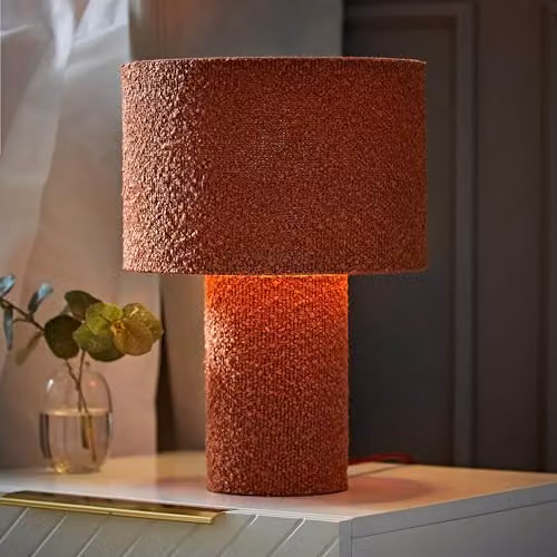 ValueLights Ash Rust Boucle Fabric Table Lamp in Burnt Orange – 2