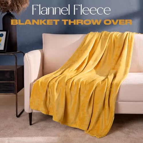 Brentfords Yellow Fluffy Fleece Blanket, W/D/H: 150 x 200 cm – 2