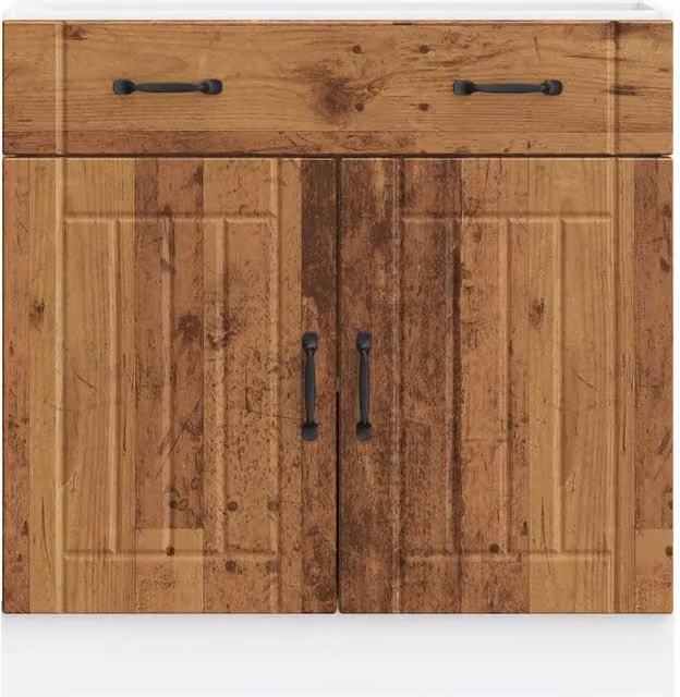 Berkfield Home Lucca Kitchen Base Cabinet in Old Wood Brown, W/D/H: 81.5 x 46.0 x 80.0 cm – 1