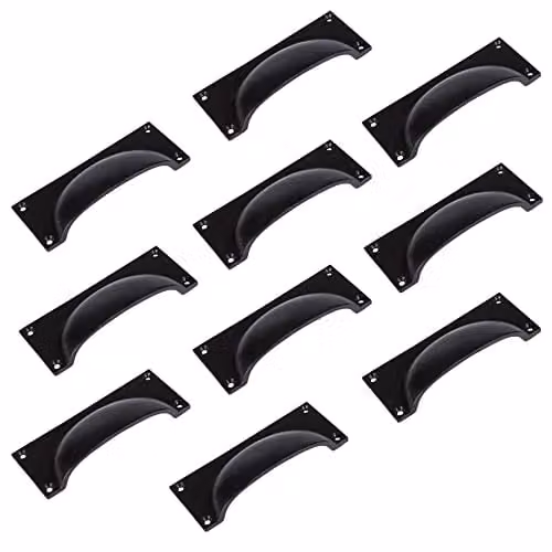 Hammer and Tongs Matt Black Iron Rectangular Cabinet Drawer Pull Handles, Pack of 10, W: 13 cm x H: 5 cm