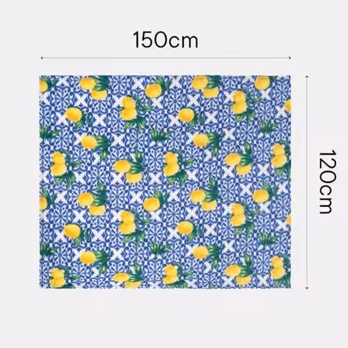 OHS Blue and Yellow Lemon Print Fleece Throw Blanket, W/D/H: 120 x 150 cm – 4