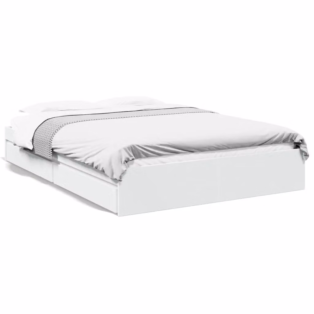 Berkfield Home Modern Bed Frame with Drawers in White, W/D/H: 160 x 200 cm – 2