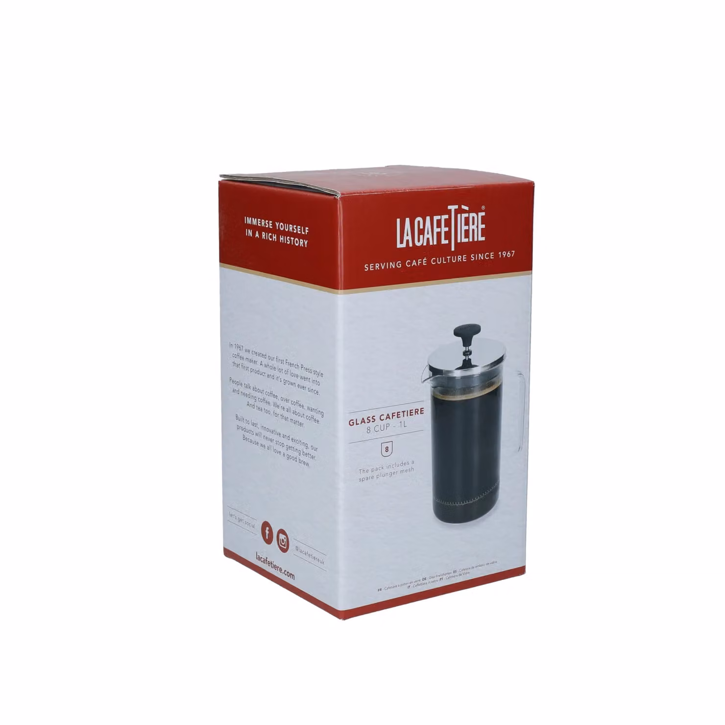 La Cafetiere All-Glass French Press Coffee Maker, 1L, Transparent – 3