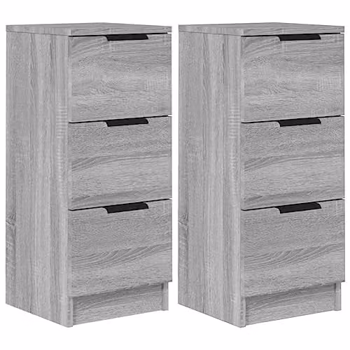 vidaXL Set of 2 Modern Grey Sonoma Sideboards in Engineered Wood, W/D/H: 30 x 30 x 70 cm – 1