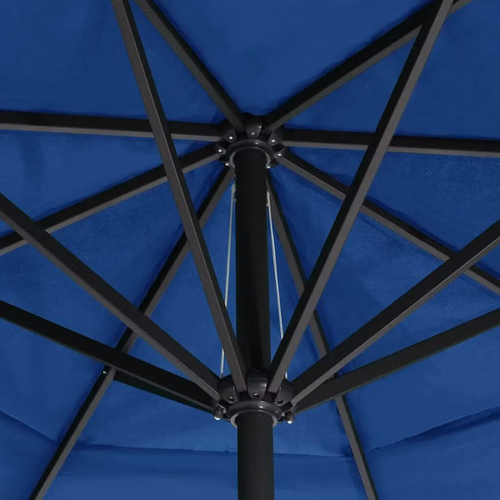 Berkfield Home Garden Parasol with Aluminium Pole, Azure Blue, Diameter: 600 cm, Height: 330 cm – 3