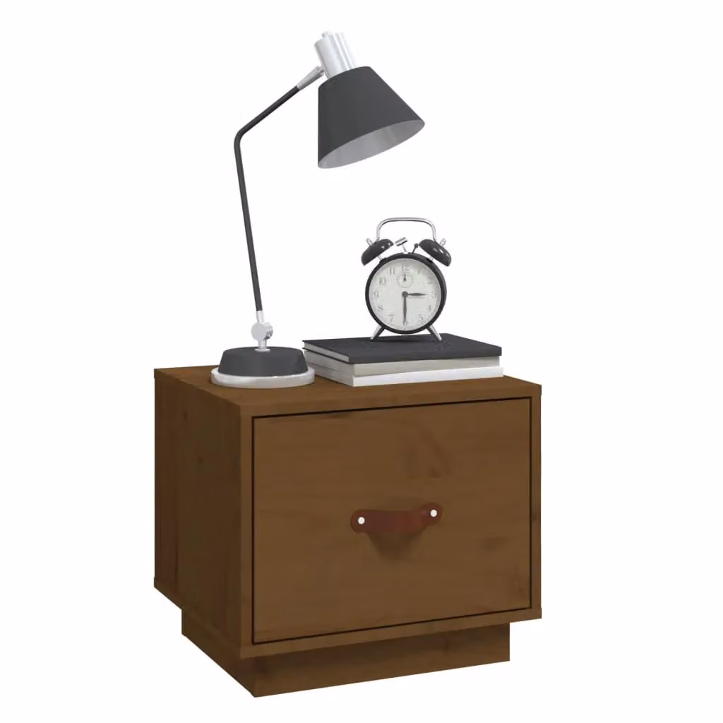 Berkfield Home Set of 2 Rustic Solid Wood Pine Bedside Cabinets, Honey Brown, W/D/H: 40 x 34 x 35 cm – 3