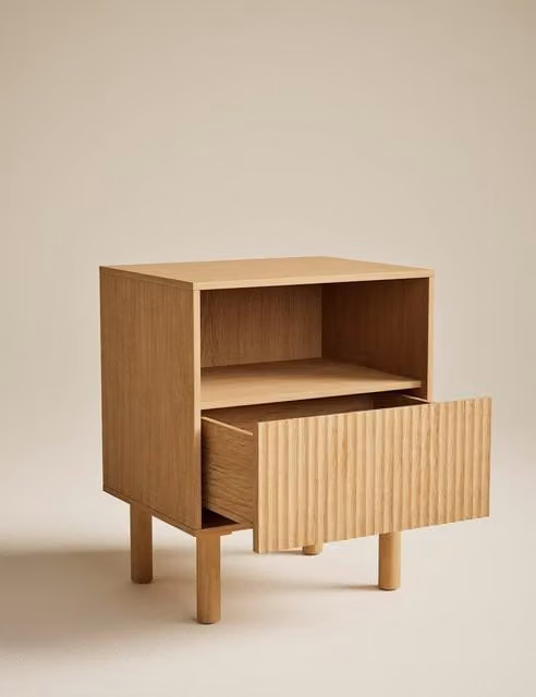 Gallery Direct Fluted Bedside Table in Natural Oak and Ash