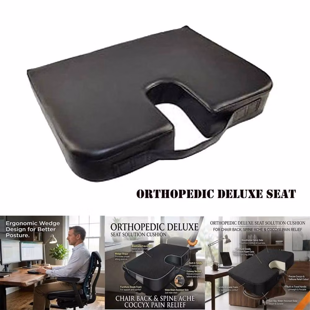 EONLION Deluxe Firm Seat and Back Cushion in Black, W: 120 cm, H: 90 cm – 2