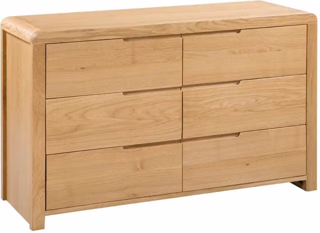 Cheshire Premium Arc 6 Drawer Wide Chest in Brown Oak