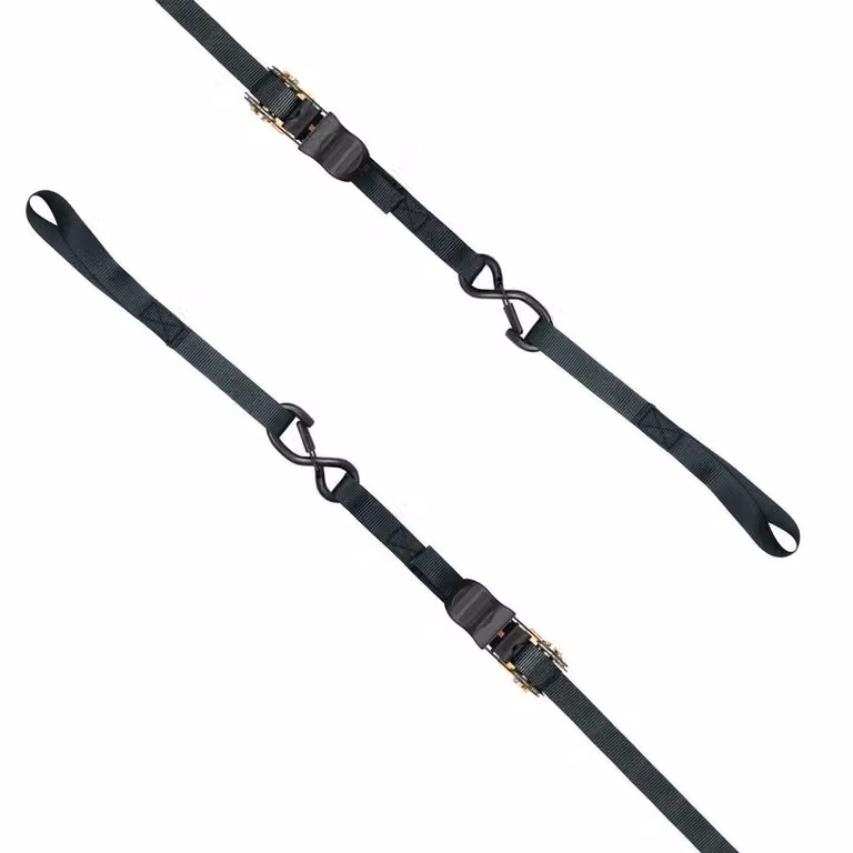NESTLUNE Set of 4 Black Ratchet Tie Down Straps for Motorcycles, 16ft Length