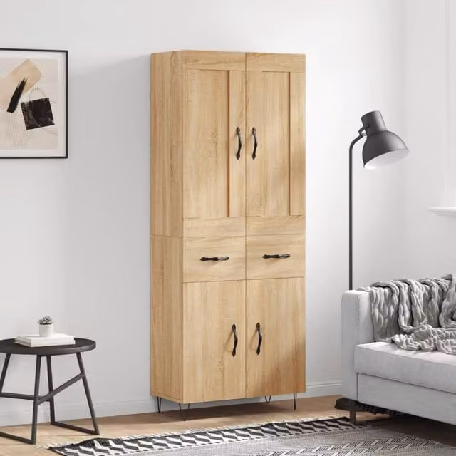 Berkfield Home Sonoma Oak Highboard in Brown, W/D/H: 69.5 x 34 x 180 cm – 1
