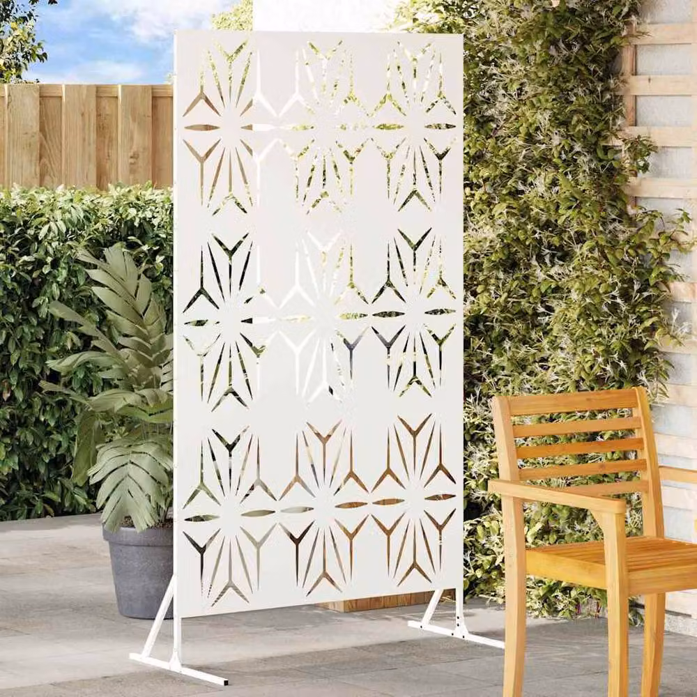 Berkfield Home White Steel Freestanding Privacy Screen Balcony Cover W/D/H: 100 x 50 x 180 cm – 2