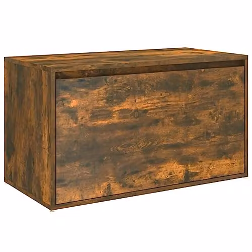 vidaXL Modern Hall Bench and Shoe Rack in Smoked Oak, W: 80 cm, D: 40 cm, H: 45 cm – 1