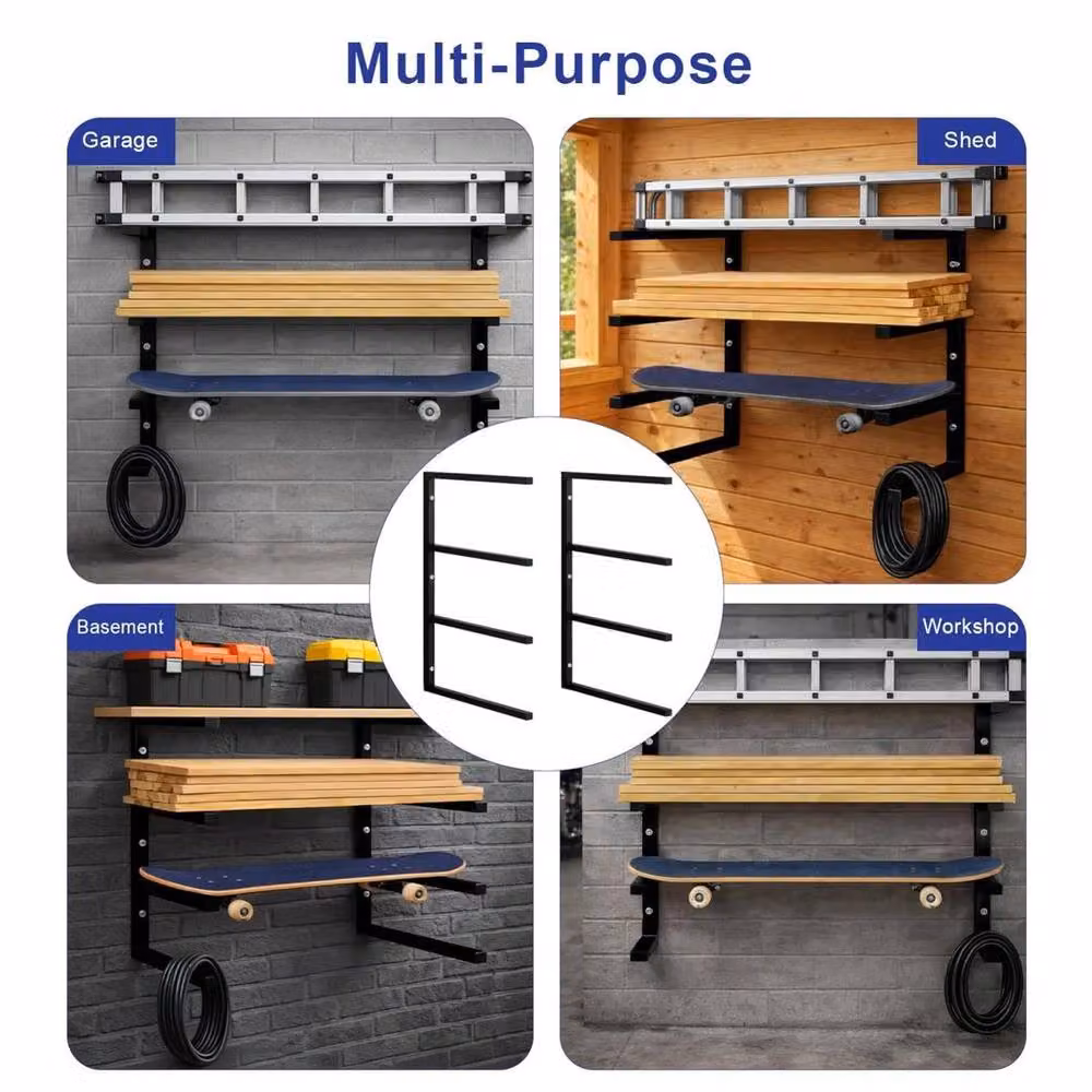 SPETLEK 2-Piece Black 4-Level Wall Mounted Rack, Width: 52 cm – 3