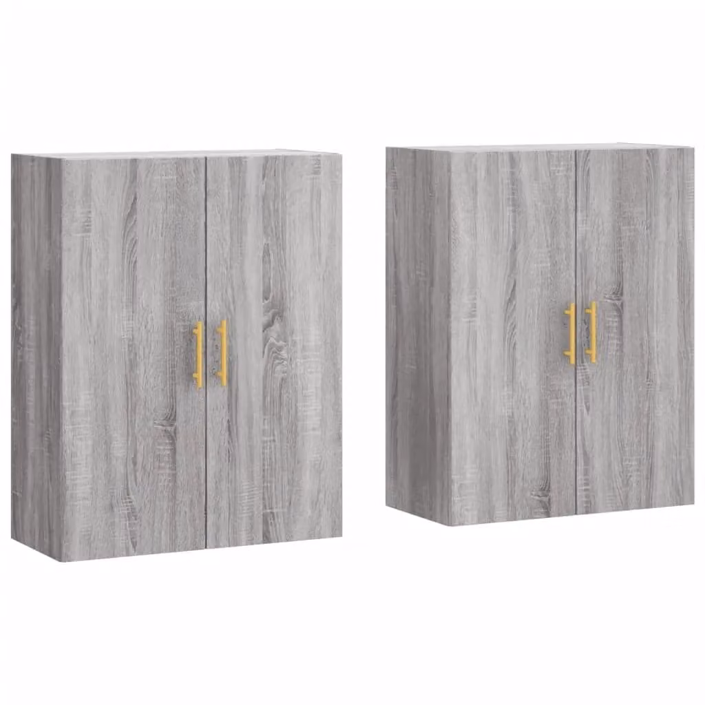 Berkfield Home Wall Mounted Cabinets, 2 Piece Set, Grey Sonoma, W: 69.5 cm, D: 34 cm, H: 90 cm – 2