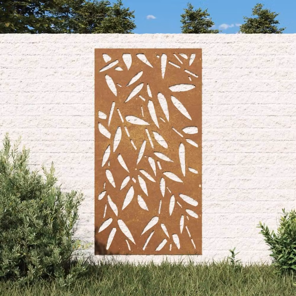 Berkfield Brown Corten Steel Bamboo Leaf Garden Wall Decoration, W: 105 cm, H: 55 cm – 2
