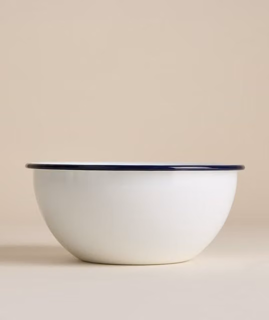 M&S Enamel Round Mixing Bowl, Blue and White, 20 cm