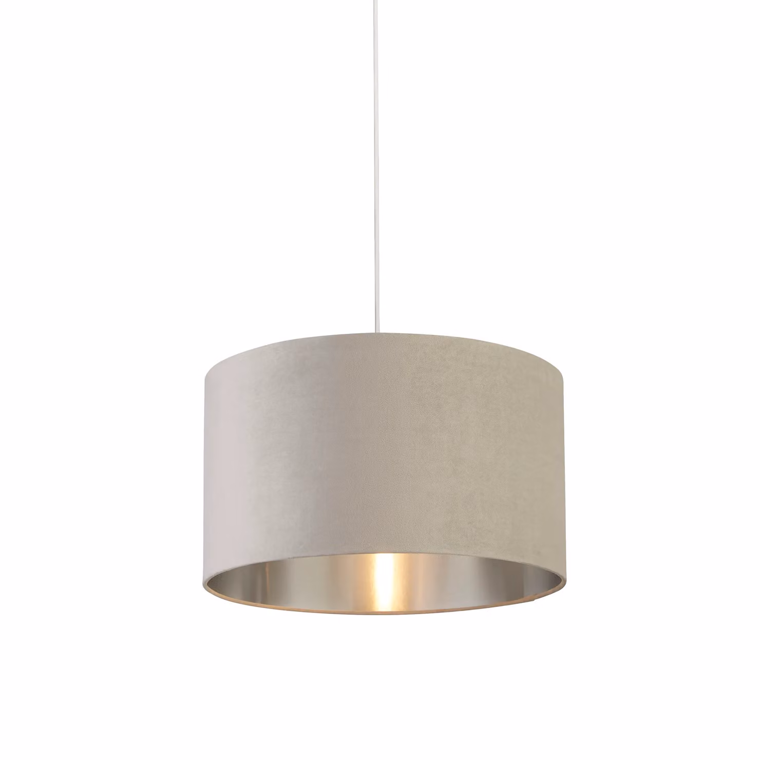 Lighting Collection Grey Velvet Drum Lamp Shade with Silver Inner, Diameter: 45 cm – 2