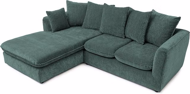 Abakus Direct Lucas Left-Hand Corner Sofa in Jungle Green Velvet Chenille Fabric
