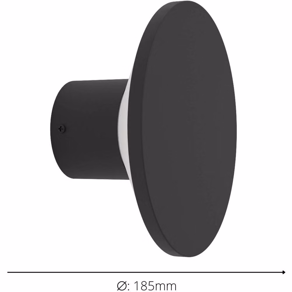 Loops Modern Black LED Round Up and Down Wall Light with Warm White Bulb Included – 3