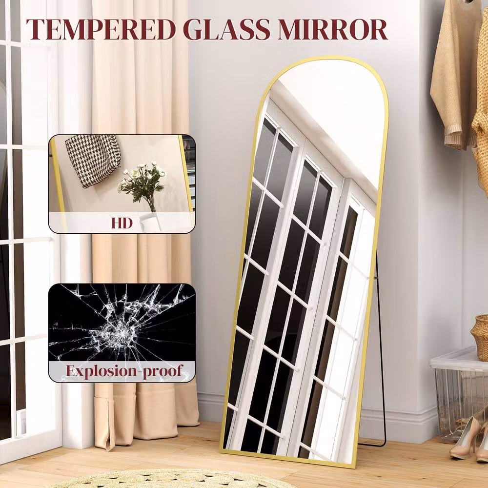 STILVORA Full Length Rectangular Mirror with Stand and Wall Mount, Gold – 5
