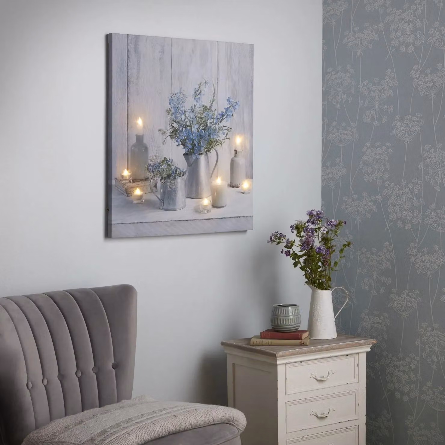 Art for the Home Something Blue LED Printed Canvas in Grey and Blue – 2