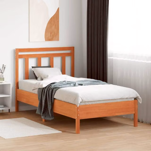 Berkfield Home Solid Wood Pine Headboard in Wax Brown, Width: 100 cm
